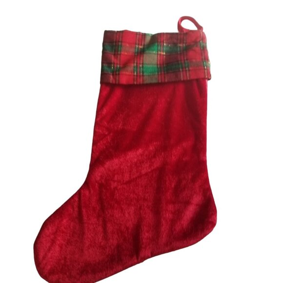 Retriever Dog Christmas Stocking Red Velour Plaid Cuff Don't Stop Retrievin' 16" - Picture 8 of 8